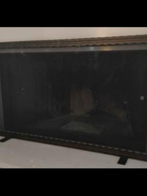 Fireplace screen new 90x50 cm with solid iron frame and mesh