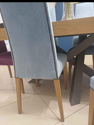 Luxury επεκτεινόμενη τραπεζαρία με 6 βελούδινες καρέκλες σαν καινούργιο