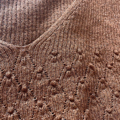 Vassia Kostara set like new knitted long skirt and cropped top brown orange