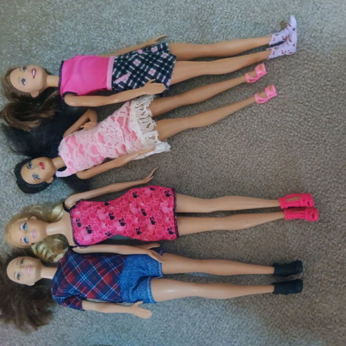 Barbie set used with 6 dolls, bicycle, pool and accessories