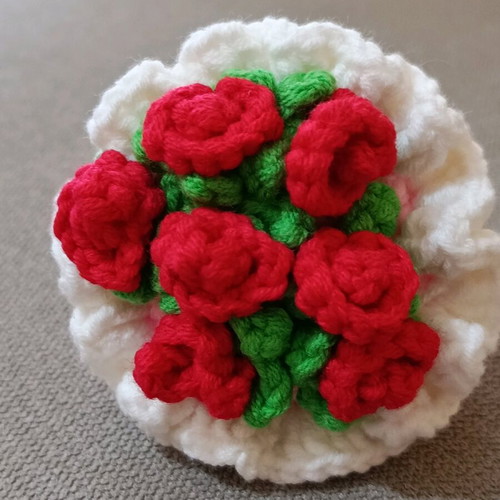 Crocheted bouquet handmade with flowers