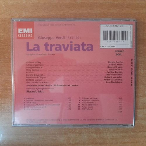 Giuseppe Verdi La Traviata Highlights CD, classical