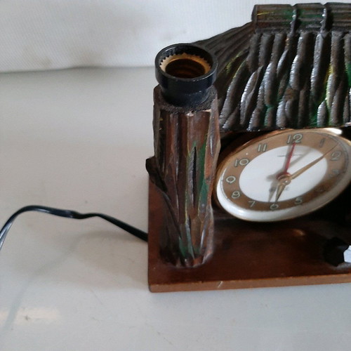 Meiko collectible clock music box and lamp like new 1950s