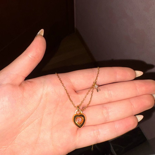 Swarovski Valentine necklace new, pink and gold