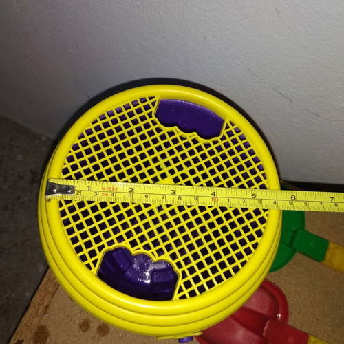 Sand bucket used with shovel, rake and 4 toy cars