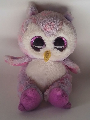 Bauer plush owl used, mobile phone holder 18 cm