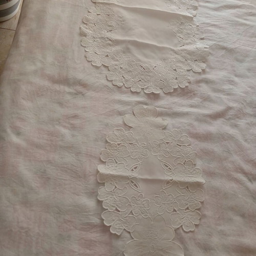 Set of 2 white cutwork table runners new
