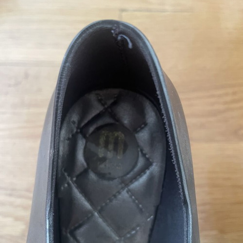 Melissa pumps like new, metallic gray with ankle ribbon, size 38