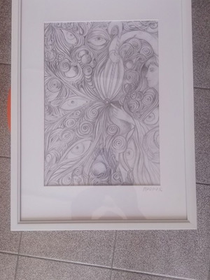 Graphic drawing framed by Milen Zanev, 30x20 cm