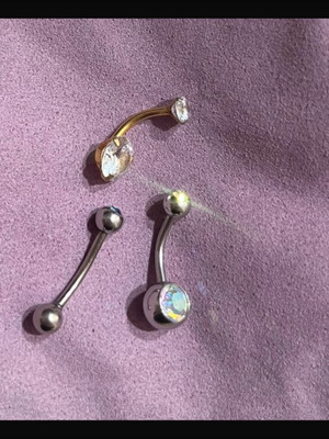 Обеци за пъп хирургическа стомана като нови, сиви, комплект от 3