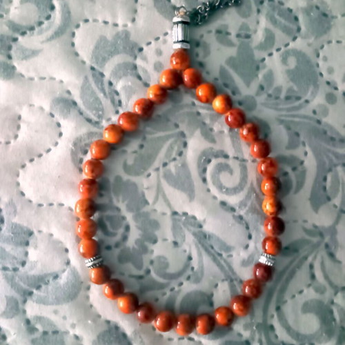 Greek Komboloi Worry Beads, red amber carnelian, handmade