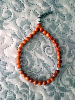 Greek Komboloi Worry Beads, red amber carnelian, handmade