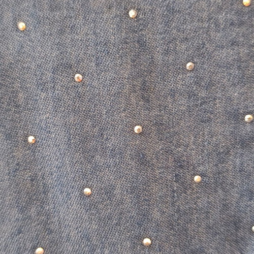 Denim shirt women's new, thin with rhinestones, blue XXL