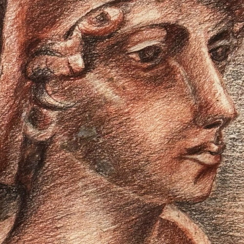 Pastel drawing on cardboard used, framed with glass 56x76cm