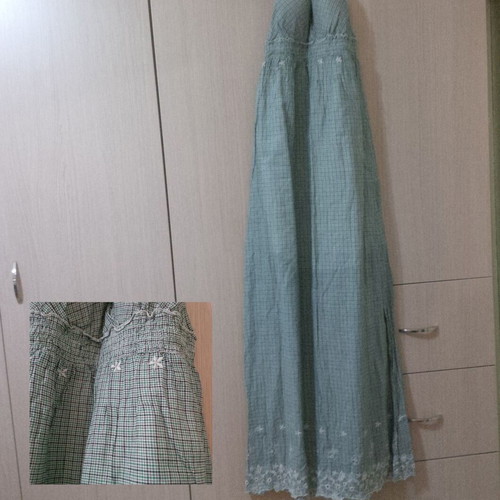Maxi dress like new, size S-M, green and white, with chest pads