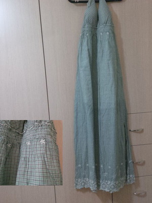 Maxi dress like new, size S-M, green and white, with chest pads