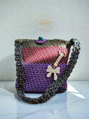 Handmade multicolor knitted shoulder bag new
