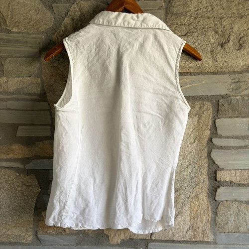 Vintage K.O.M.B.I. World Ruched Sleeveless Linen Blend Top like new, white