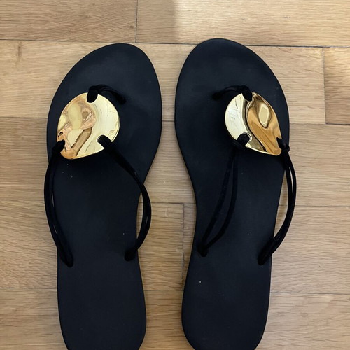 Flip flops with gold detail new, size 42, black