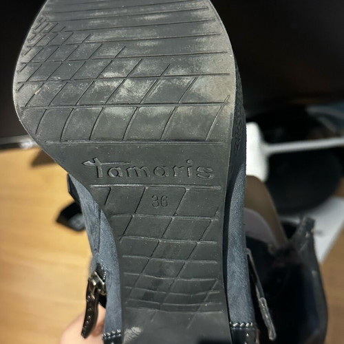 Tamaris high leather ankle boots size 36 like new, black and grey