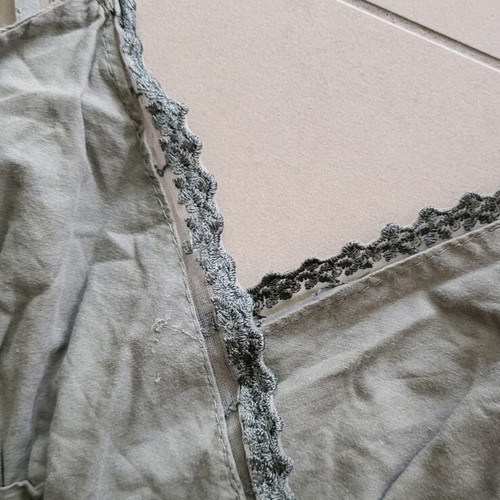 Vintage khaki dress with lace like new, fits S M L