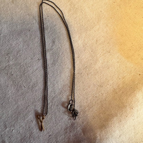 Silver necklace 925 with black coating and gold-plated scissors pendant like new