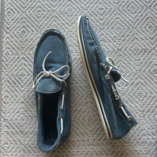 PerlaPura men's boat shoes used, blue suede