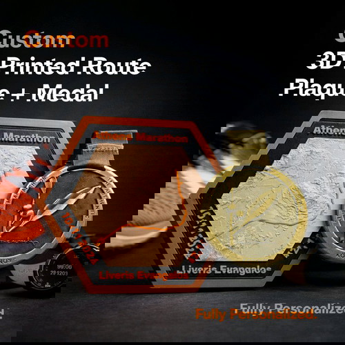 Custom 3D route and medal base new, personalized