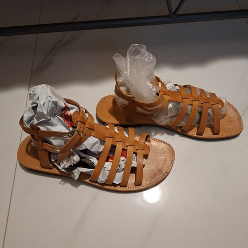 Ges Sandals handmade men's leather brown size 48, like new