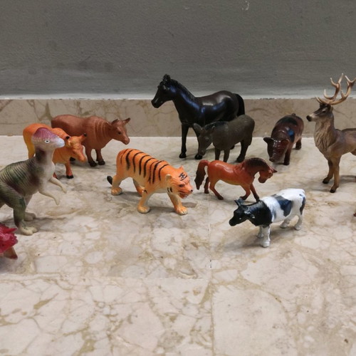Plastic animals used, pack of 12 with dinosaurs