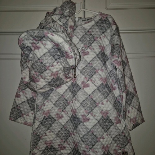 Dress set with backpack purse like new, Miss Ebita, gray pink, 4 years