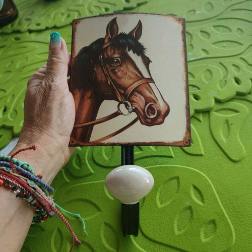 Metal wall hook with horse decoration new