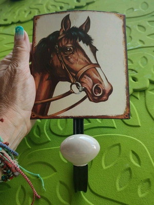 Metal wall hook with horse decoration new