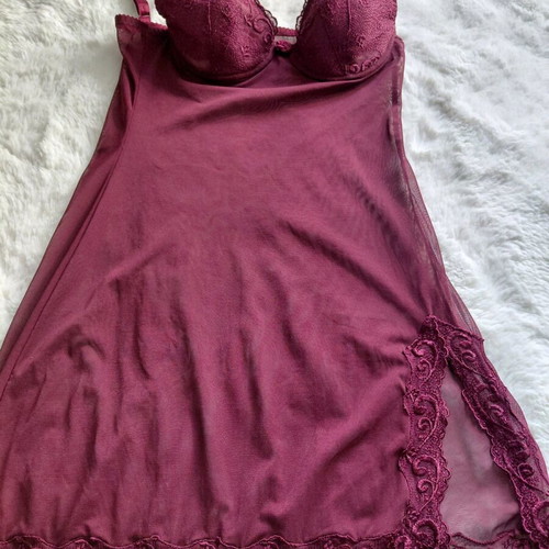 Luna transparent lace nightdress s/m like new, with bust, red