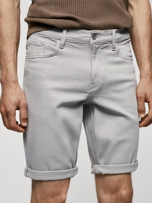Mango men's slim fit denim bermuda shorts size 38 new, light gray