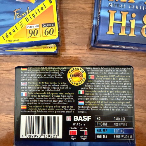 EMTEC BASF MP90 Hi8 video cassettes new sealed