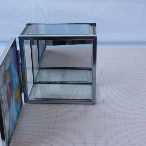 Jewelry box with painted lid, metal and glass