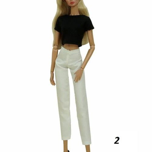 Office Lady 2 doll outfit new, white pants and black blouse