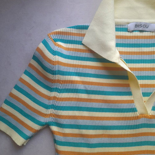 Knitted 60's style blouse new, multicolor, size S