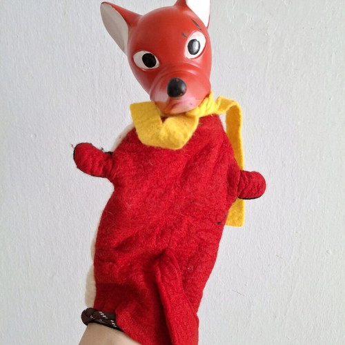 Vintage puppet used, fox hand puppet collectible