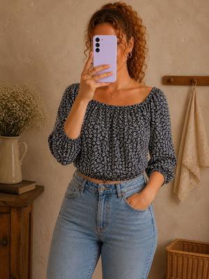 Brandy Melville Maura black floral top one size new