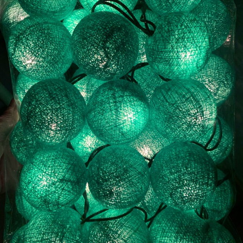 Garland with 35 lights and balls new, handmade in light green
