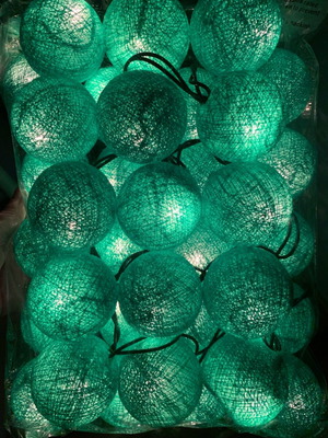 Garland with 35 lights and balls new, handmade in light green