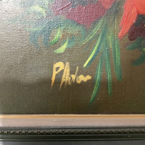 Painting used on wood with flower theme 53x42 cm