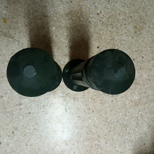 Plastic marking bollards new, set of 2 cylindrical cypress color