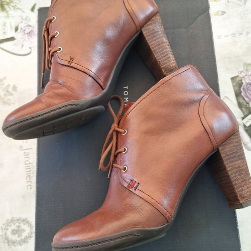 Tommy Hilfiger Women's Leather Ankle Boots used, brown, size 40