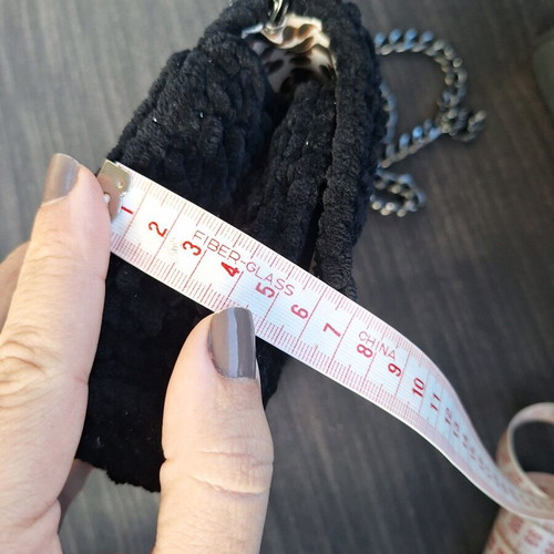 Handmade black knitted shoulder bag used with strass