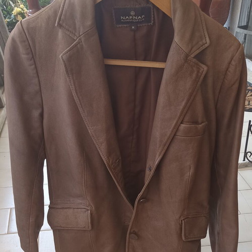 Naf Naf women's leather jacket medium, like new, brown