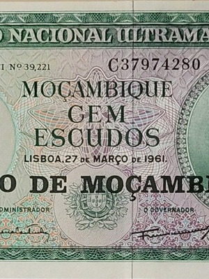 100 Escudos Banknote Mozambique 1961 new