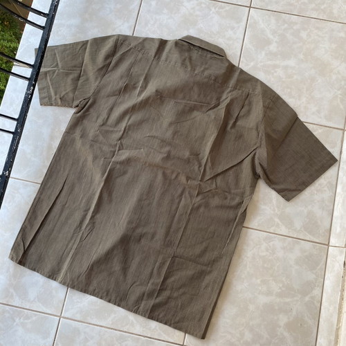 Hazard striped brown button-down shirt, size L